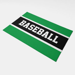 BASEBALL Athletic Sporty Green Black White Stripes Doormat
