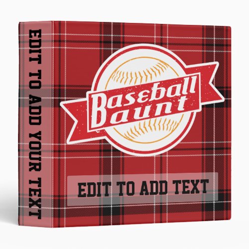 Baseball Aunt Binder Album Customizable