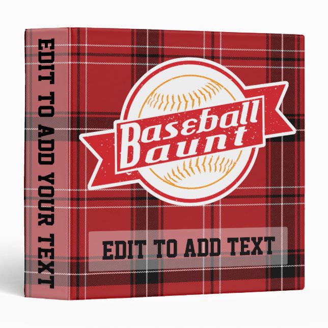 Baseball Aunt Binder Album, Customizable (Front/Spine)