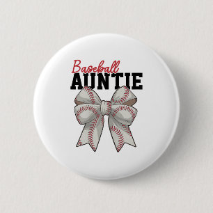 Baseball Auntie Vintage Sport Lover Auntie Mothers Button