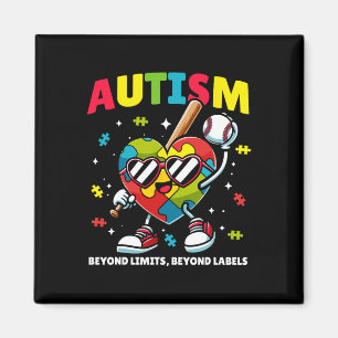 Baseball Autism Awareness Colorful Puzzle Heart Fo Magnet