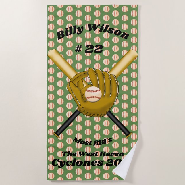 Baseball Award Beach Towel (Front)