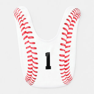 Baseball Baby Bib with Custom Jersey Number