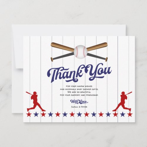 Baseball Baby Boy Shower Thank You Card