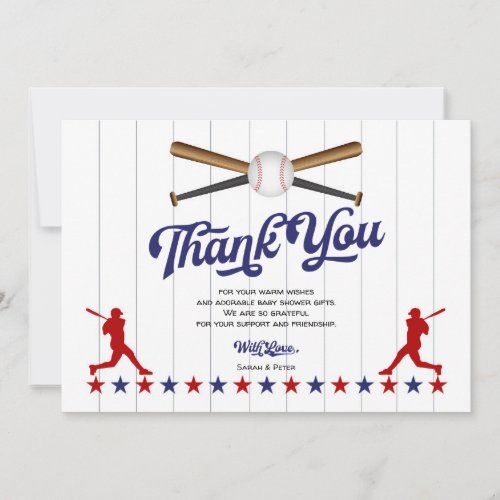 Baseball Baby Boy Shower Thank You Card