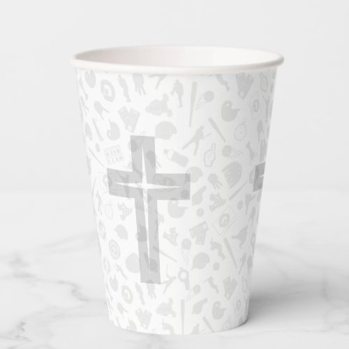 Baseball Baby Dedication Party Paper Cups w/ Cross
