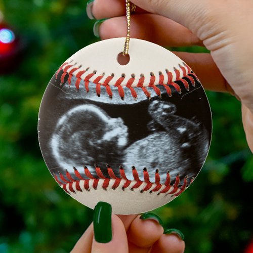 Baseball Baby Gender Reveal Its a Boy Christmas Ceramic Ornament