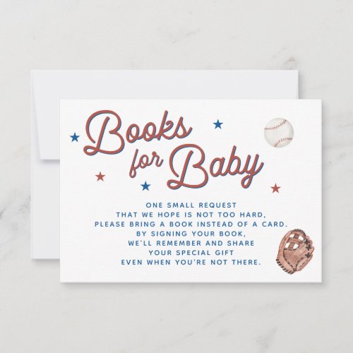 Baseball Baby Shower Book for Baby Card Enclosure
