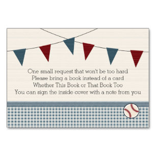 BASEBALL BABY SHOWER BOOK REQEUST CARD