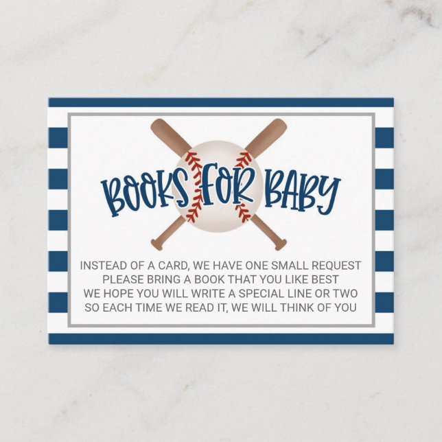 Baseball Baby Shower Book Request Card (Front)