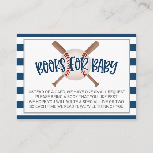 Baseball Baby Shower Book Request Card