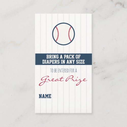 Baseball Baby Shower Diaper Raffle Ticket