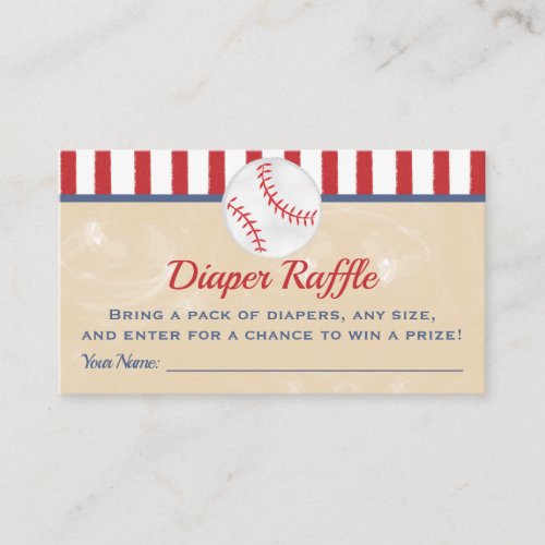 Baseball Baby Shower Diaper Raffle Ticket Enclosure Card
