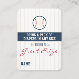 Baseball Baby Shower Diaper Raffle Ticket Enclosure Card