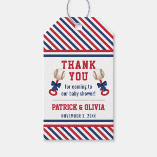 Baseball Baby Shower Favor Tag, Blue, Red Gift Tags
