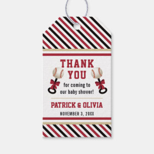 Baseball Baby Shower Favor Tag, Red, Black Gift Tags