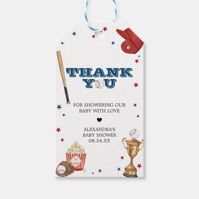 Baseball Baby Shower Favor Tags (Front)