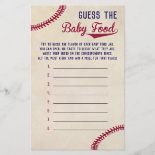 Baseball Baby Shower Guess the Baby Food Game Flyer