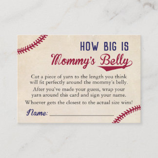 Baseball Baby Shower How Big is Mommy's Belly Calling Card
