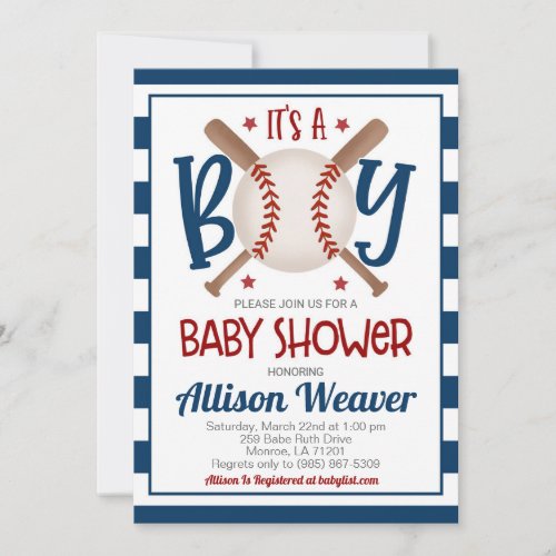 Baseball Baby Shower Invitation