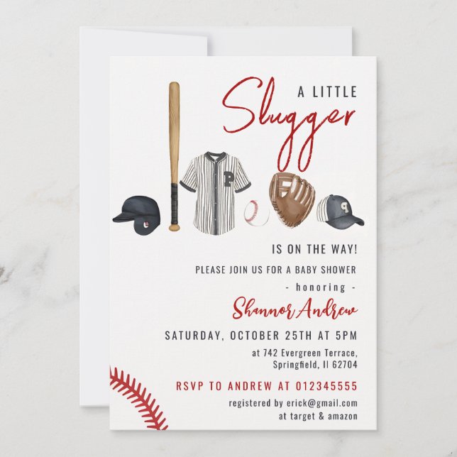 Baseball Baby Shower Invitation (Front)