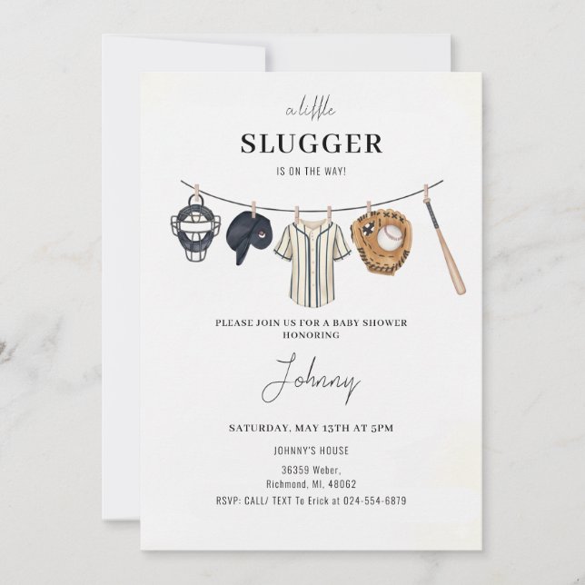 Baseball Baby Shower Invitation (Front)