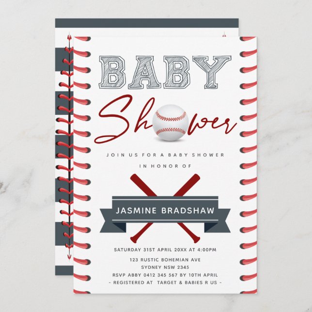 Baseball Baby Shower Invitation (Front/Back)