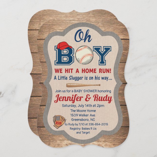 Baseball Baby Shower Invitation (Front/Back)