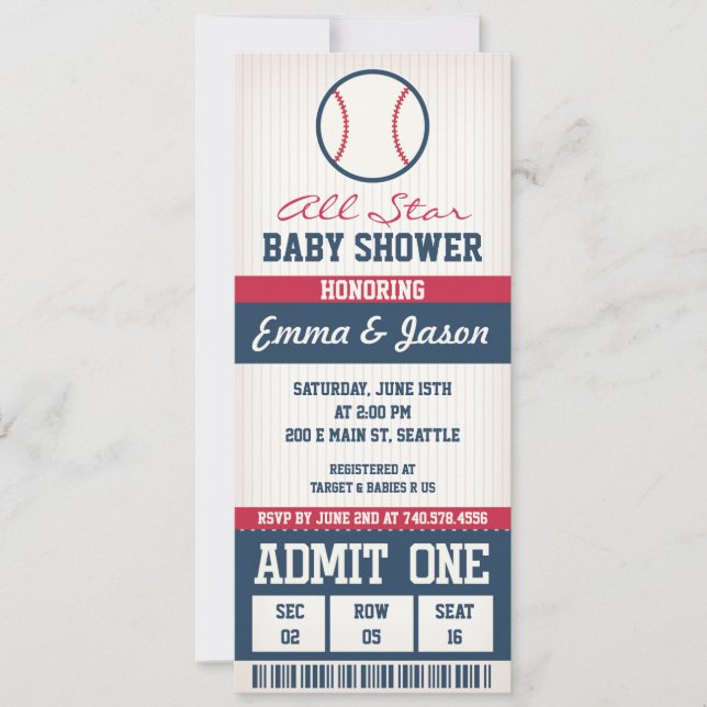 Baseball Baby Shower Invitation (Front)