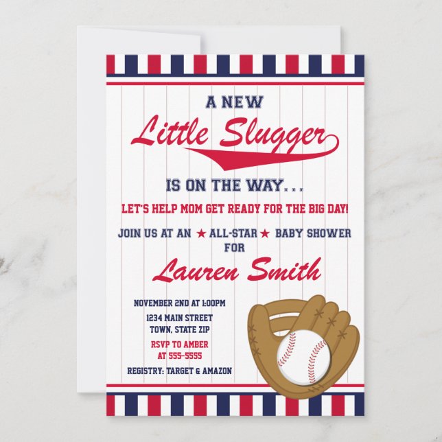 Baseball Baby Shower Invitation All Star Sports (Front)