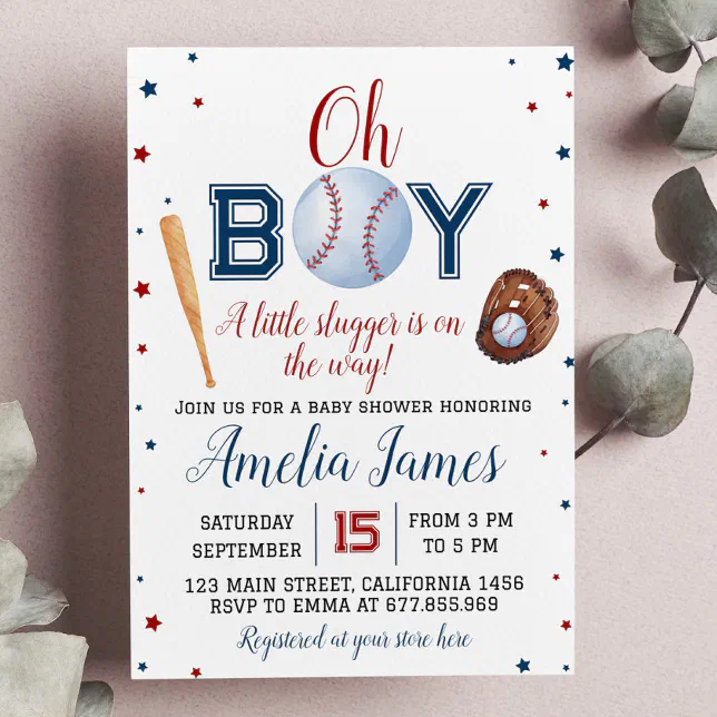 Baseball Baby Shower Invitation Little Slugger Zazzle