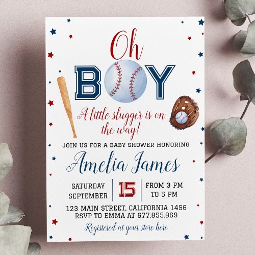 Baseball Baby Shower Invitation Little Slugger