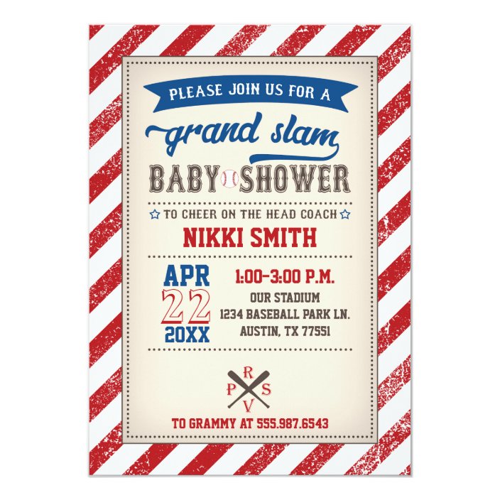 Baseball Baby Shower Invitation Vintage Red Blue Zazzle Com