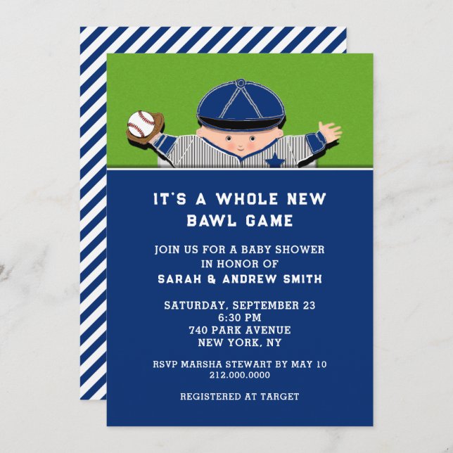 Baseball Baby Shower Invitations (Front/Back)