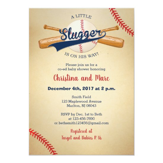 Baseball Baby Shower Invitations - Little Slugger