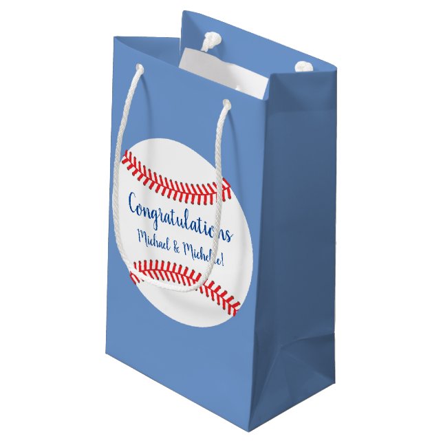 Baseball Baby Shower Little Slugger Small Gift Bag (Back Angled)