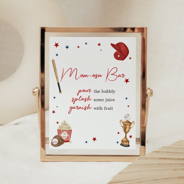 Baseball Baby Shower Mom Osa Bar Poster (Oh Boy Little Slugger Baby Shower Mom Osa Bar Sign)