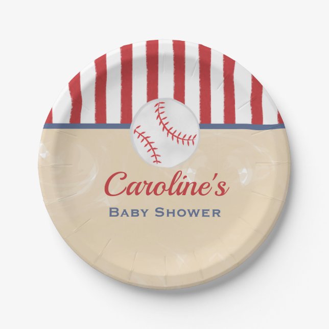 Baseball Baby Shower Paper Plate (Front)
