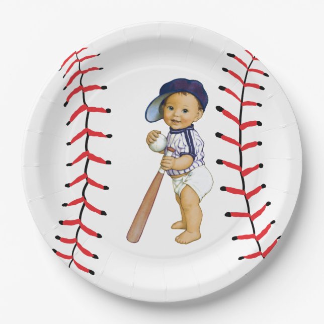 Baseball Baby Shower Paper Plate (Front)
