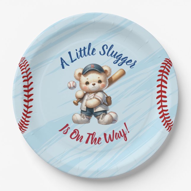 Baseball Baby Shower Paper Plates (Front)
