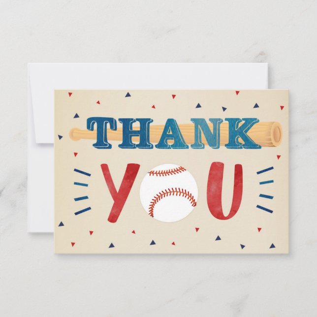 Baseball Baby Shower Thank You Note Cards (Front)