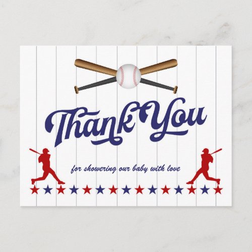 Baseball Baby Shower thank you postcard
