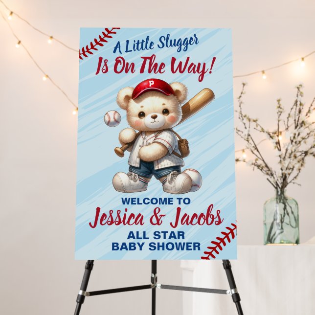 Baseball Baby Shower Welcome Sign (In Situ (Stand))