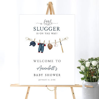 Baseball Baby Shower Welcome Sign | Little Slugger