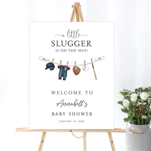 Baseball Baby Shower Welcome Sign | Little Slugger (Creator Uploaded)