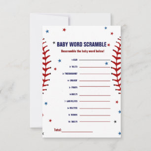 Baseball Baby word scramble baby shower game Invitation