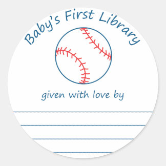 Baseball baby's first library bookplate