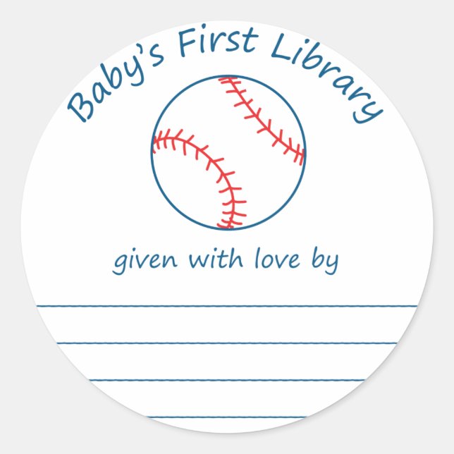 Baseball baby's first library bookplate (Front)