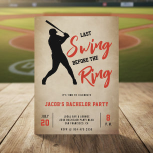Baseball Bachelor Party Last Swing Before the Ring Invitation