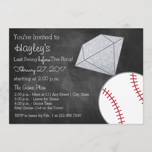 Baseball Bachelorette Party Invite- Last Swing